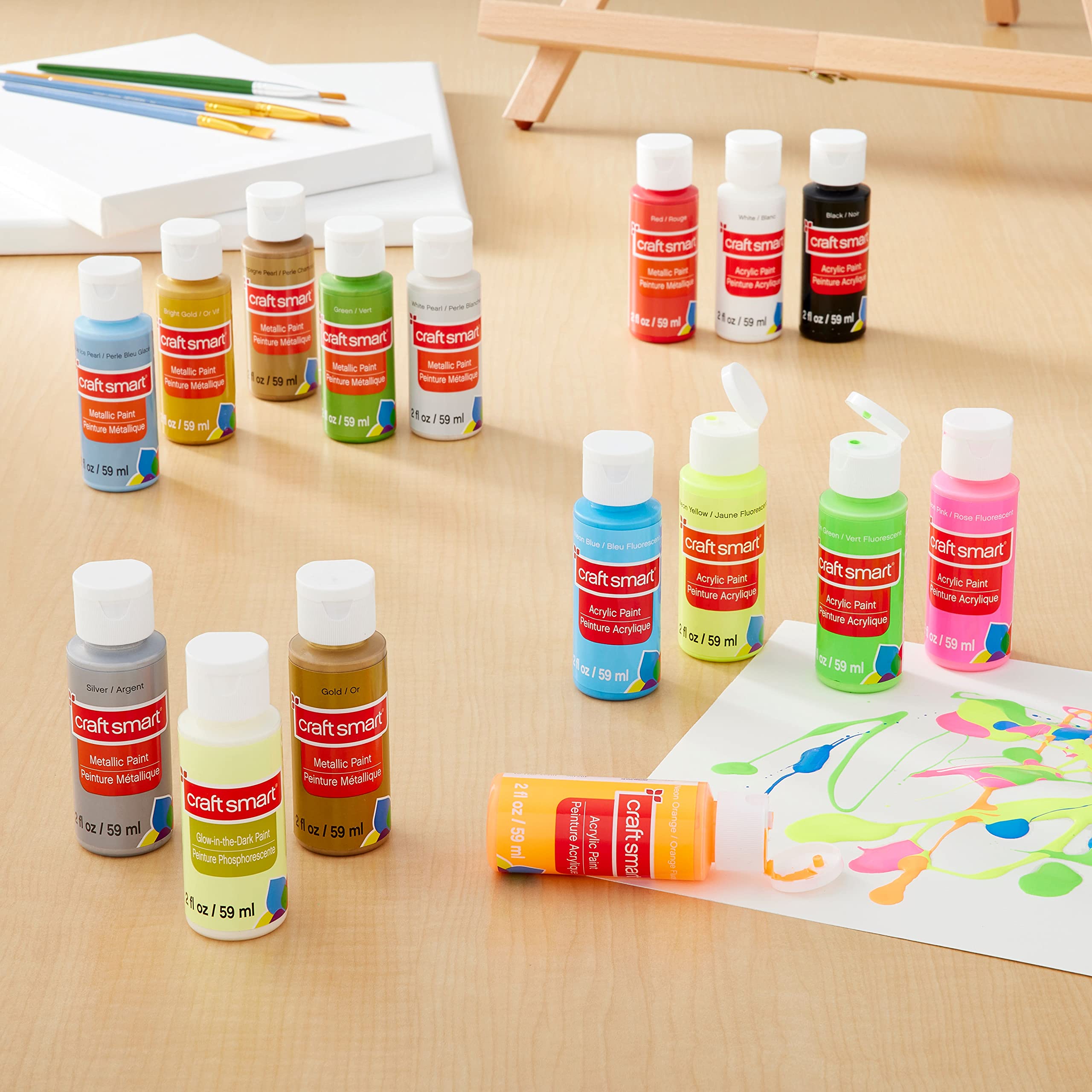 Amazon.com: Craft Smart Metallic & Neon Acrylic Paint Set - Non